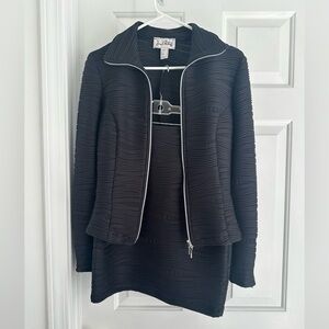 Joseph Ribkoff Black Ribbed Suit Jacket and Skirt